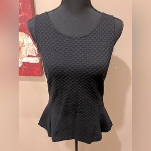 J CREW Black Textured Top with Peplum & Gold Zipper, size Small